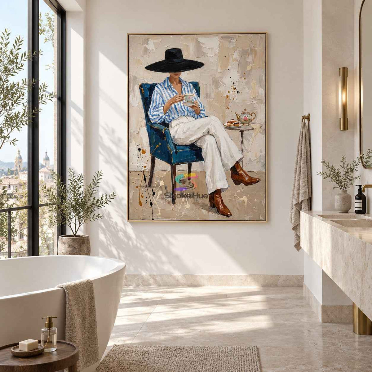 Blue Chair Moment-Modern Figure Oil Painting