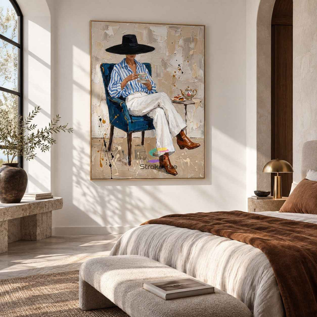 Blue Chair Moment-Modern Figure Oil Painting
