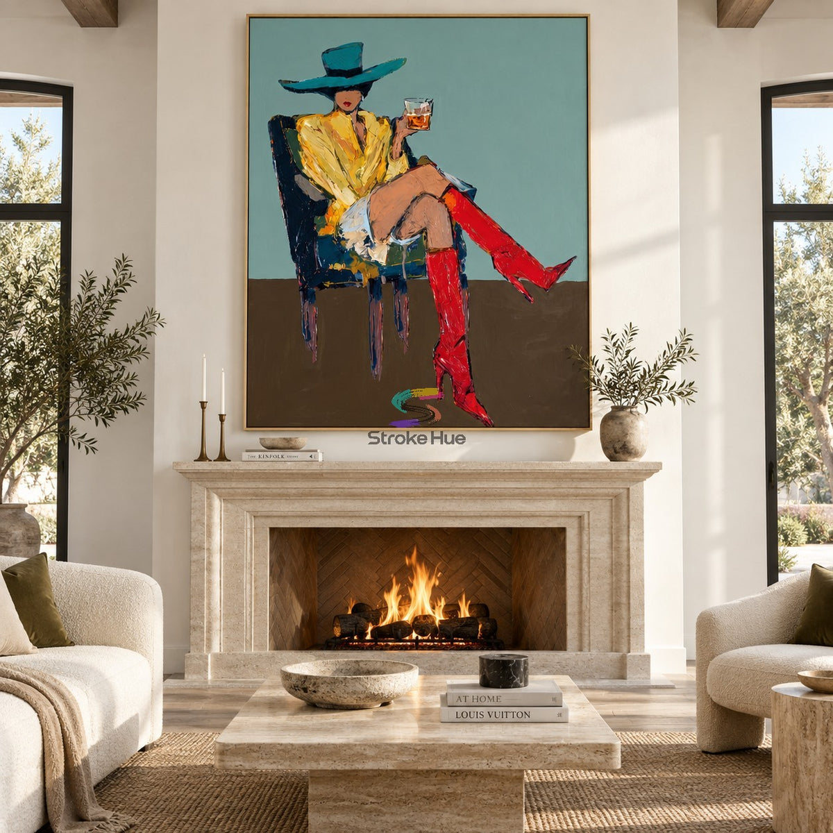 Emerald Hat Moment-Modern Figure Oil Painting