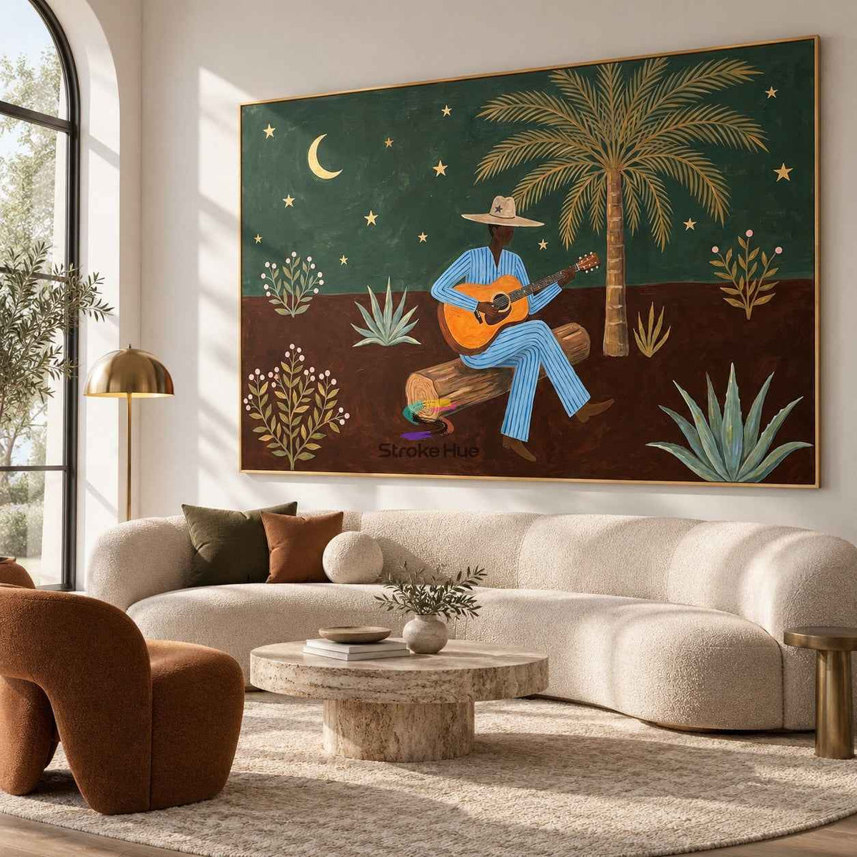Desert Cowboy Serenade-Western Music Oil Painting