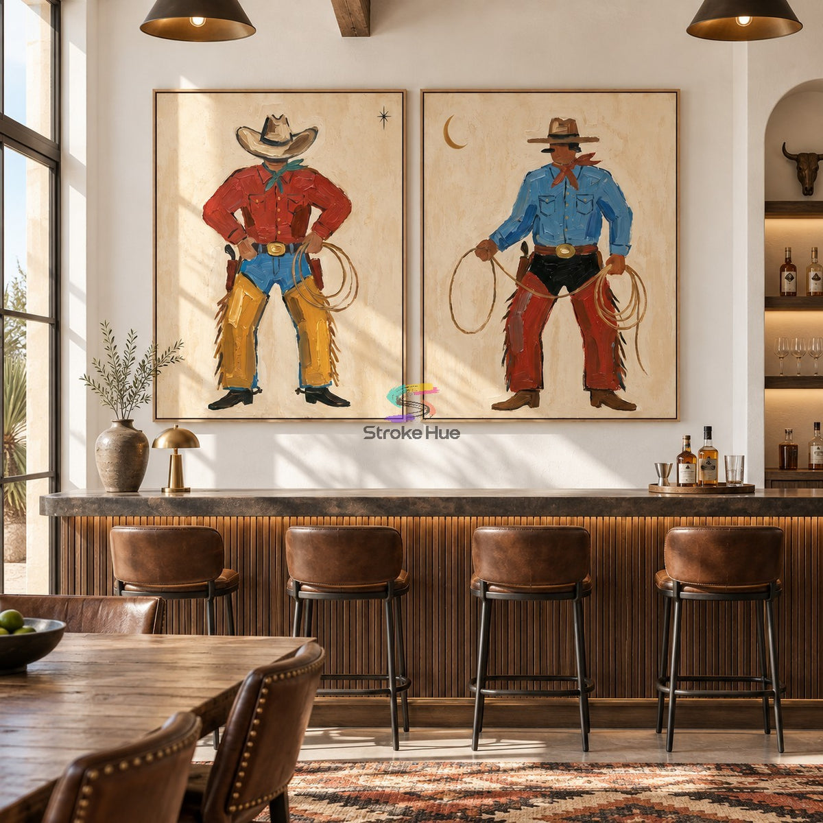 Western Duo-Cowboy Portrait Oil Painting Set