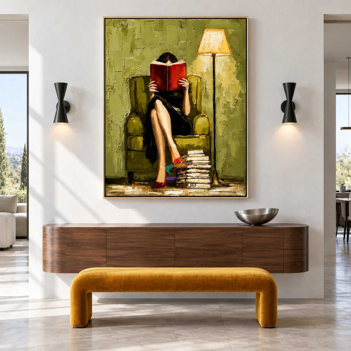Quiet Reading Moment-Literary Woman Oil Painting