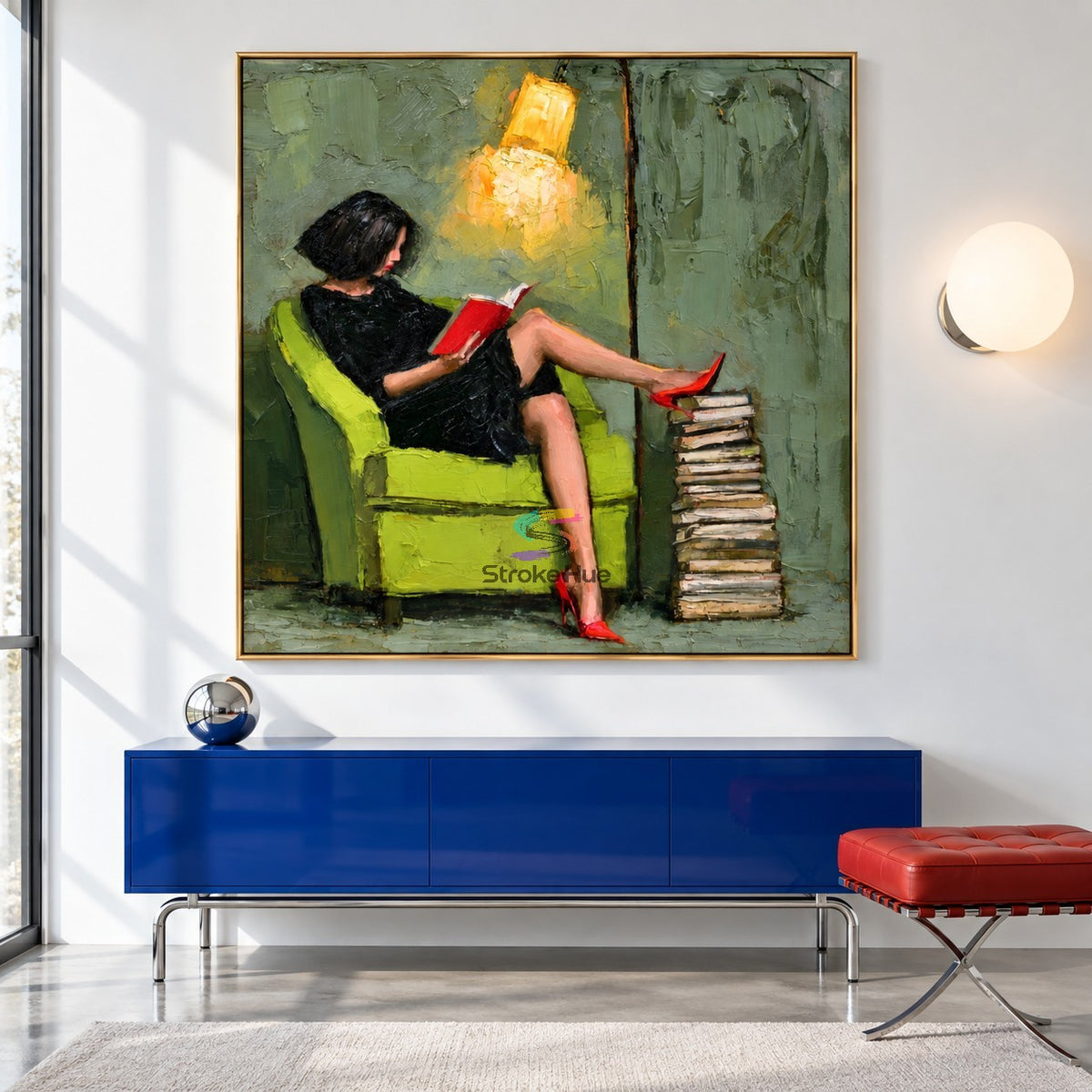 Cozy Reading Escape-Literary Woman Oil Painting