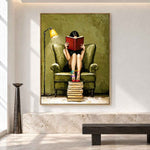 Library Retreat-Reading Woman Oil Painting