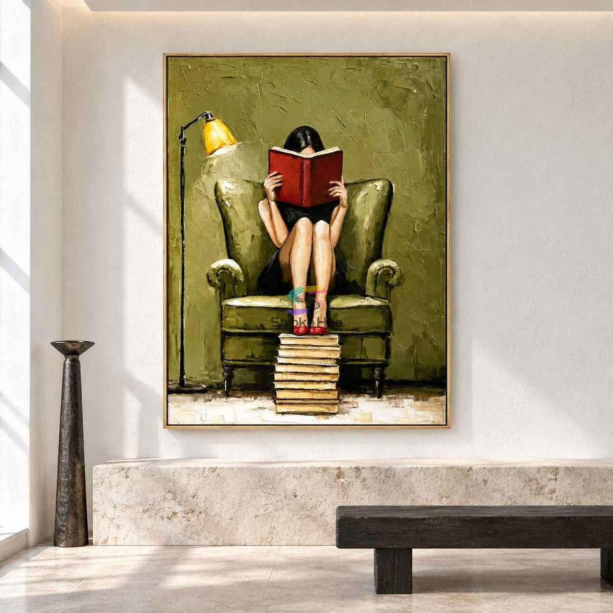 Library Retreat-Reading Woman Oil Painting