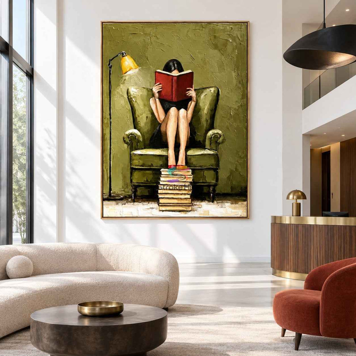 Library Retreat-Reading Woman Oil Painting