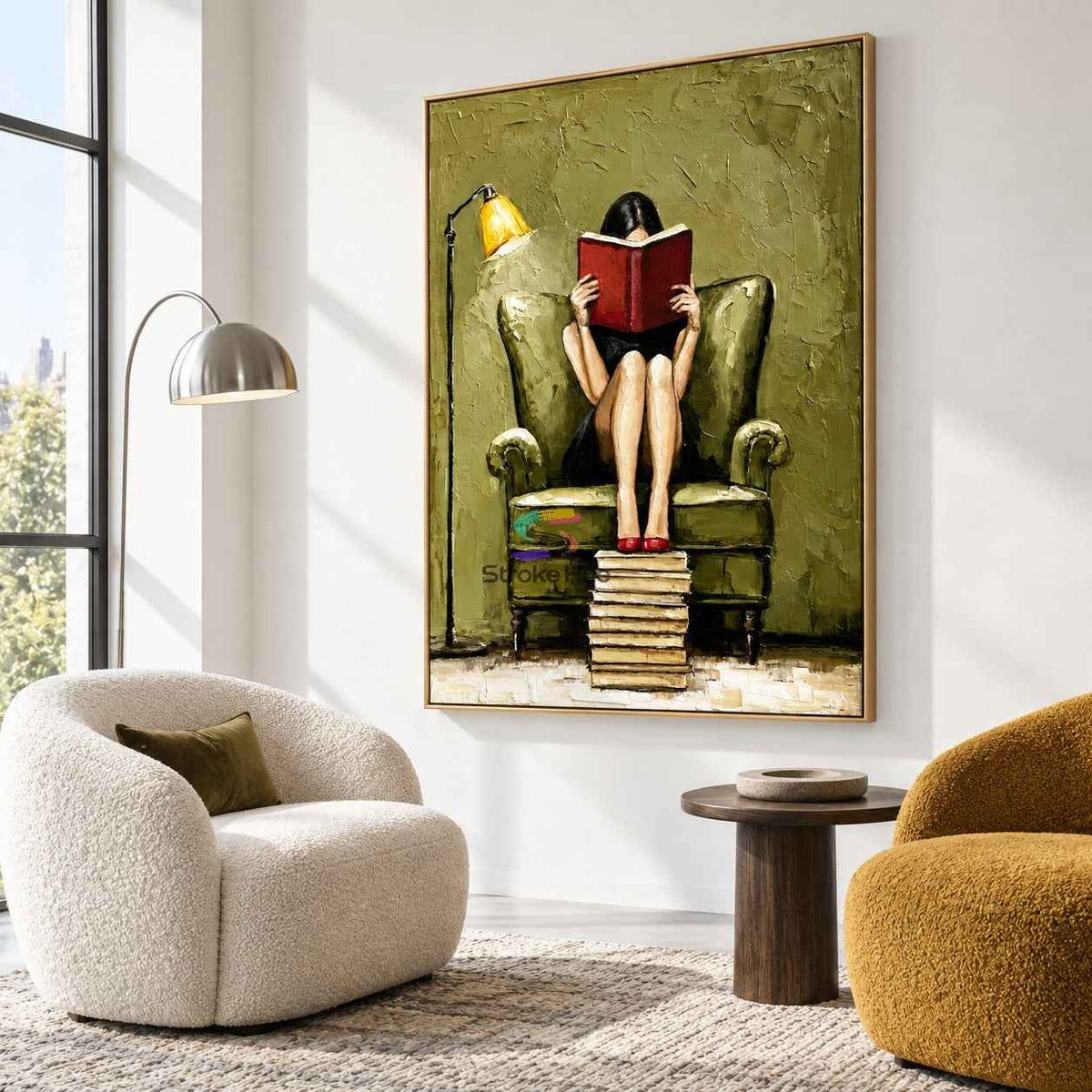 Library Retreat-Reading Woman Oil Painting