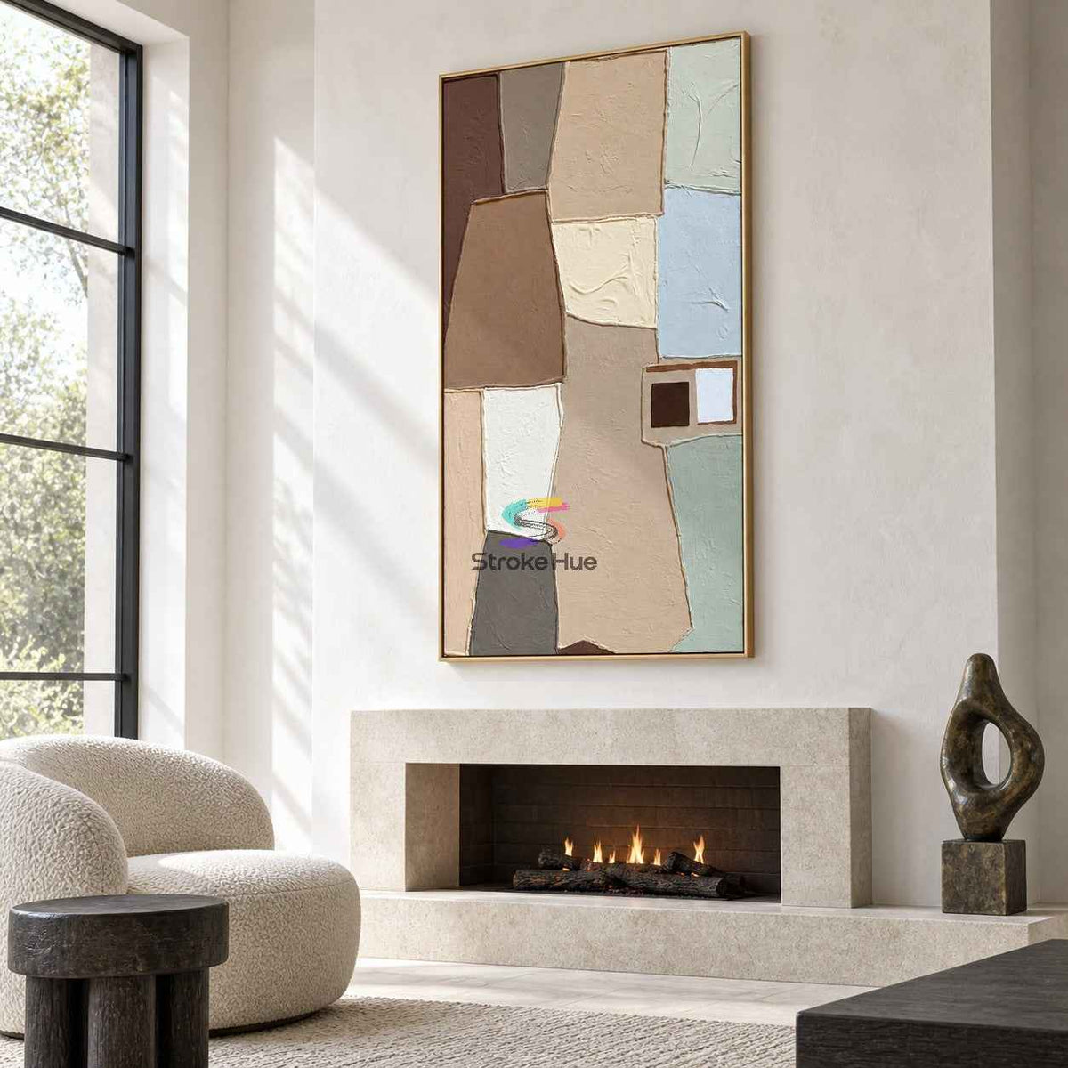 Neutral Harmony-Abstract Texture Oil Painting