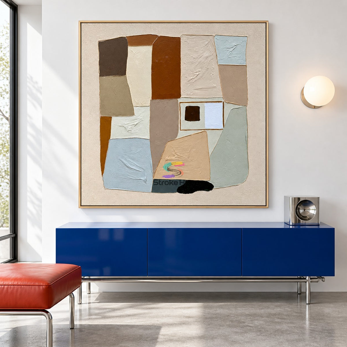 Neutral Mosaic-Abstract Texture Oil Painting