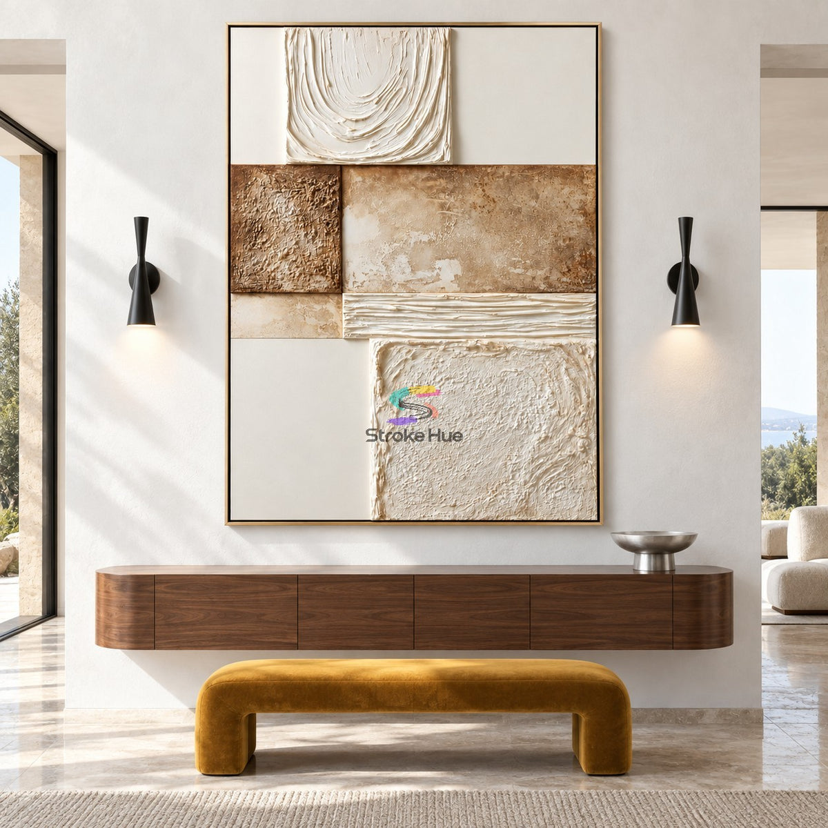 Ivory Layers-Textured Abstract Oil Painting