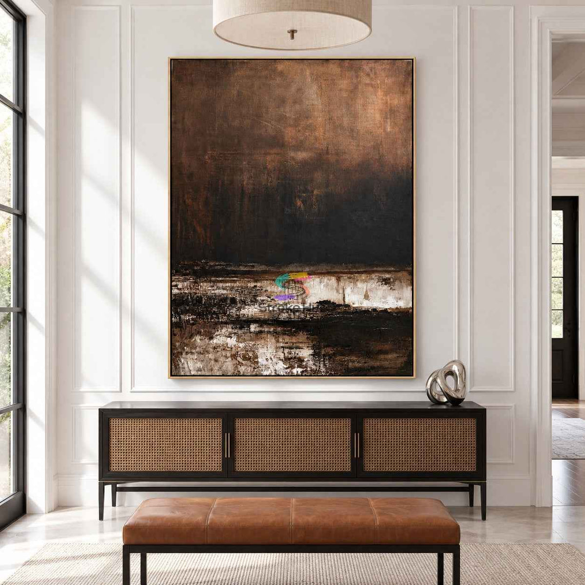 Midnight Reflection-Textured Abstract Landscape Painting