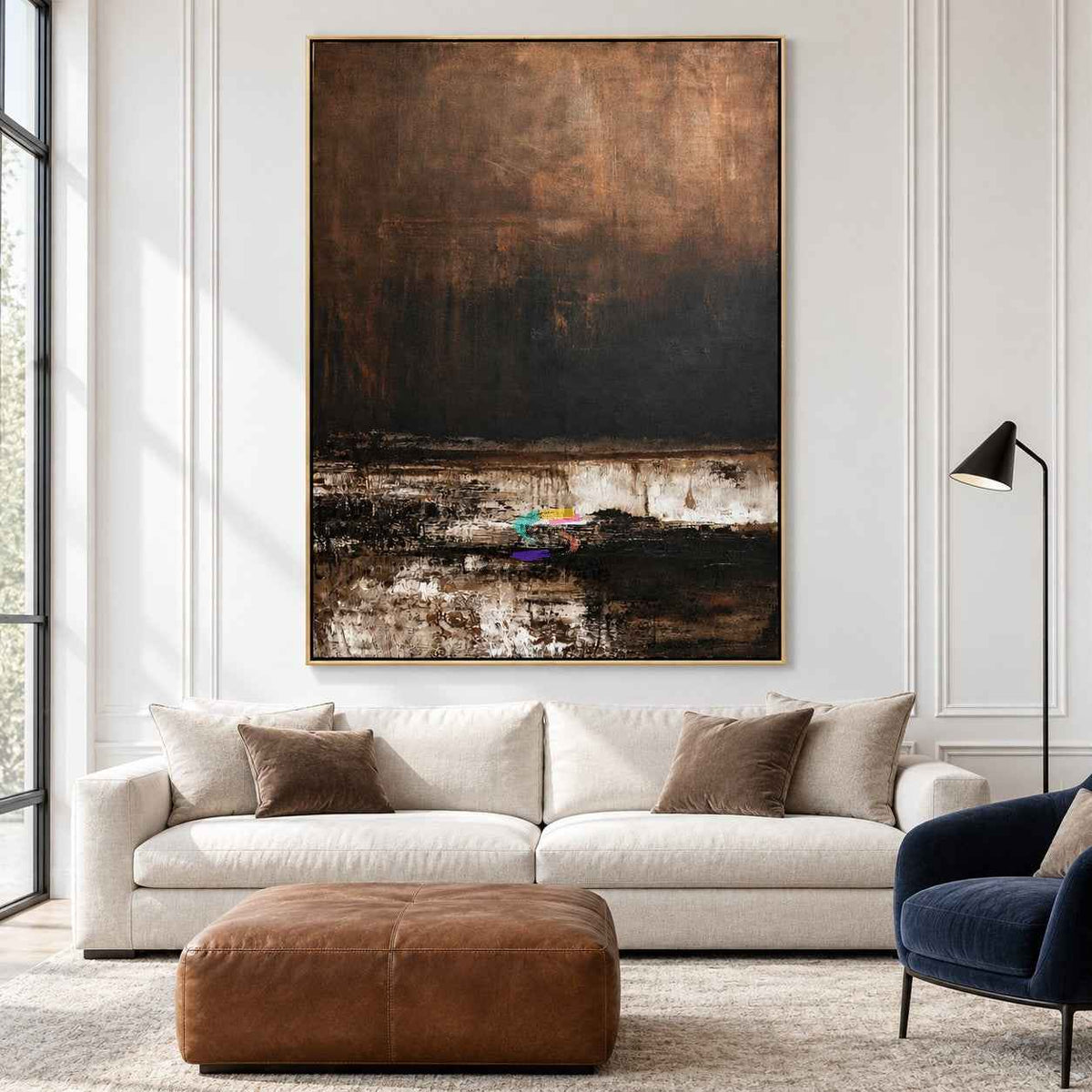 Midnight Reflection-Textured Abstract Landscape Painting