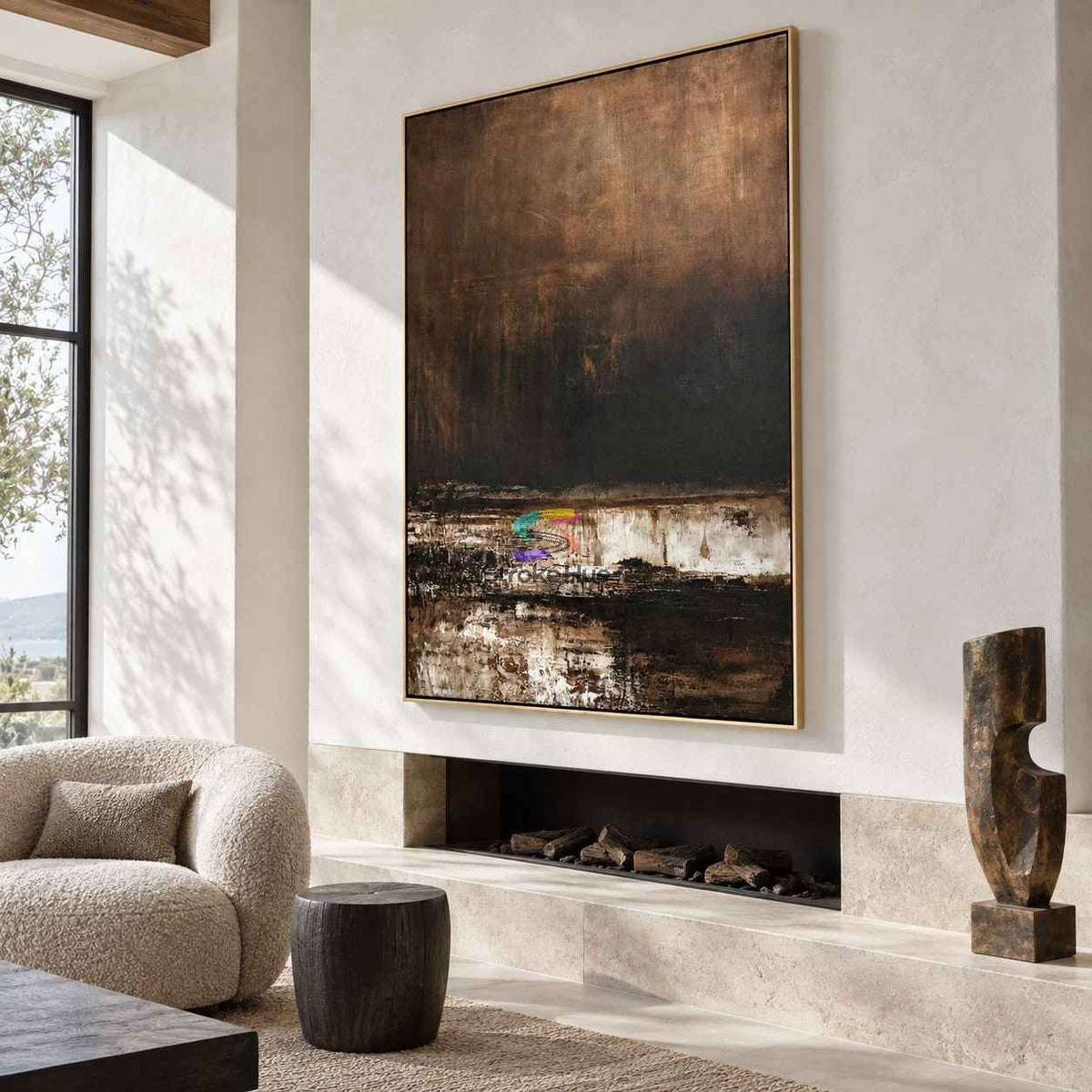 Midnight Reflection-Textured Abstract Landscape Painting