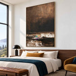 Midnight Reflection-Textured Abstract Landscape Painting