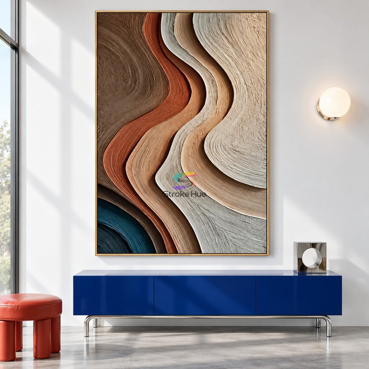 Earth Flow-Textured Abstract Wave Painting