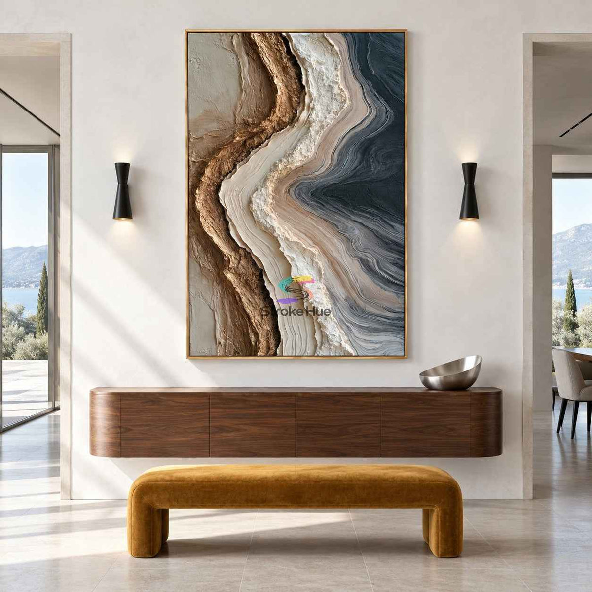 Ocean Layers-Textured Abstract Coastal Painting