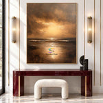 Golden Tide-Sunset Ocean Landscape Painting