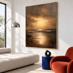 Golden Tide-Sunset Ocean Landscape Painting