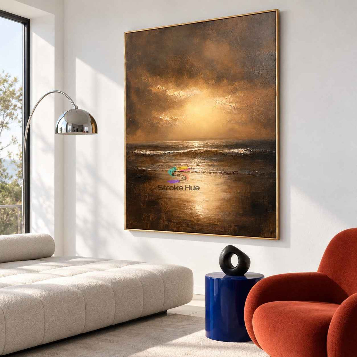 Golden Tide-Sunset Ocean Landscape Painting