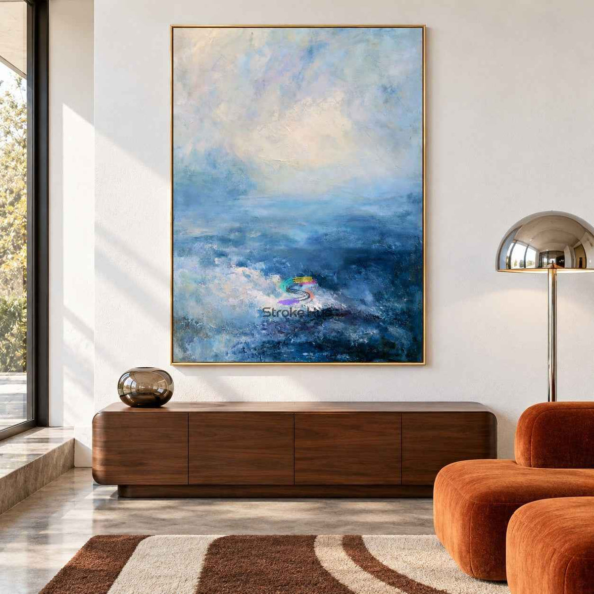 Ocean Whisper-Blue Abstract Painting