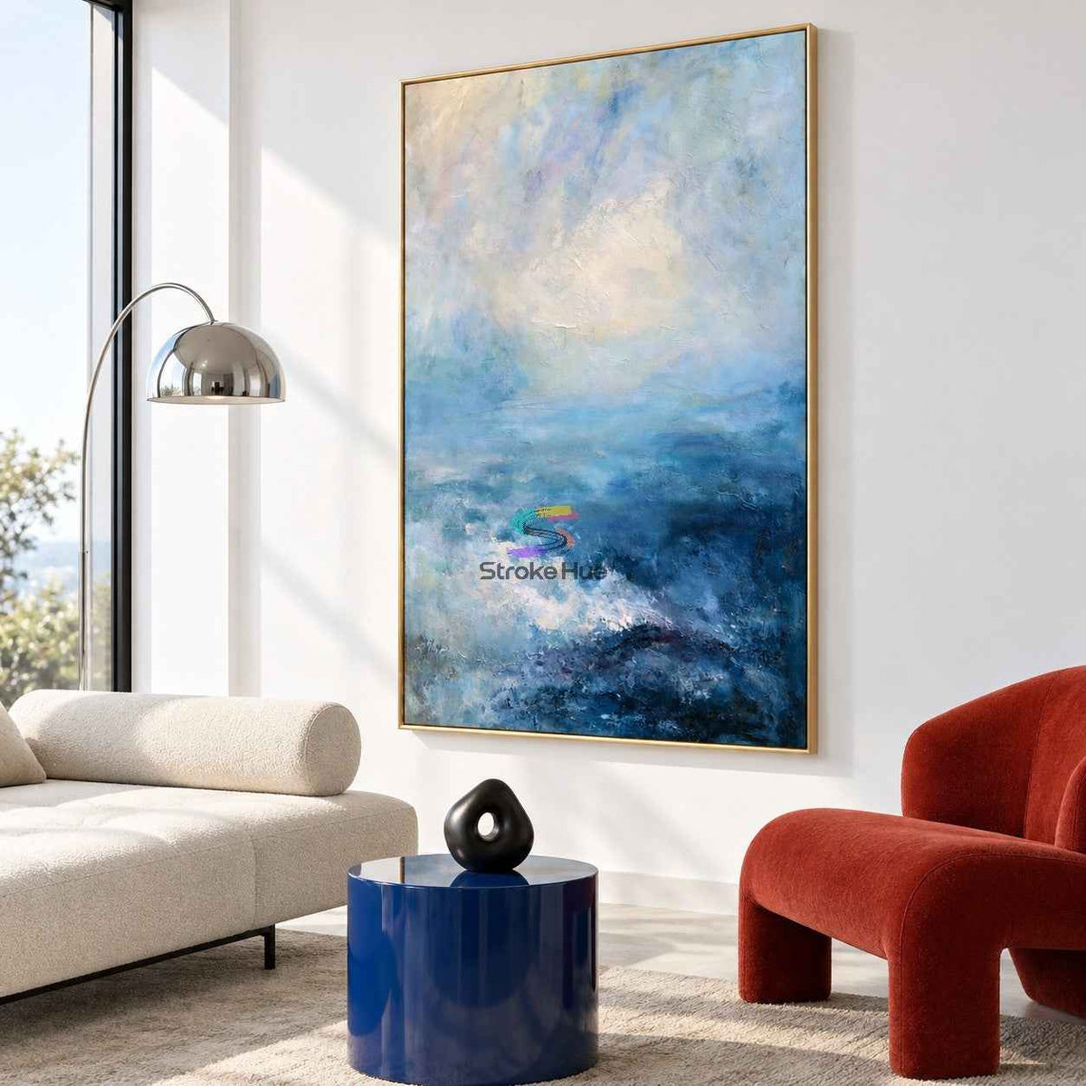 Ocean Whisper-Blue Abstract Painting