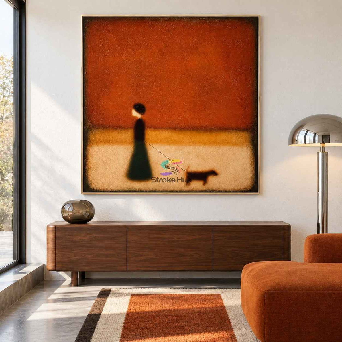 Silent Walk-Minimalist Dog Painting