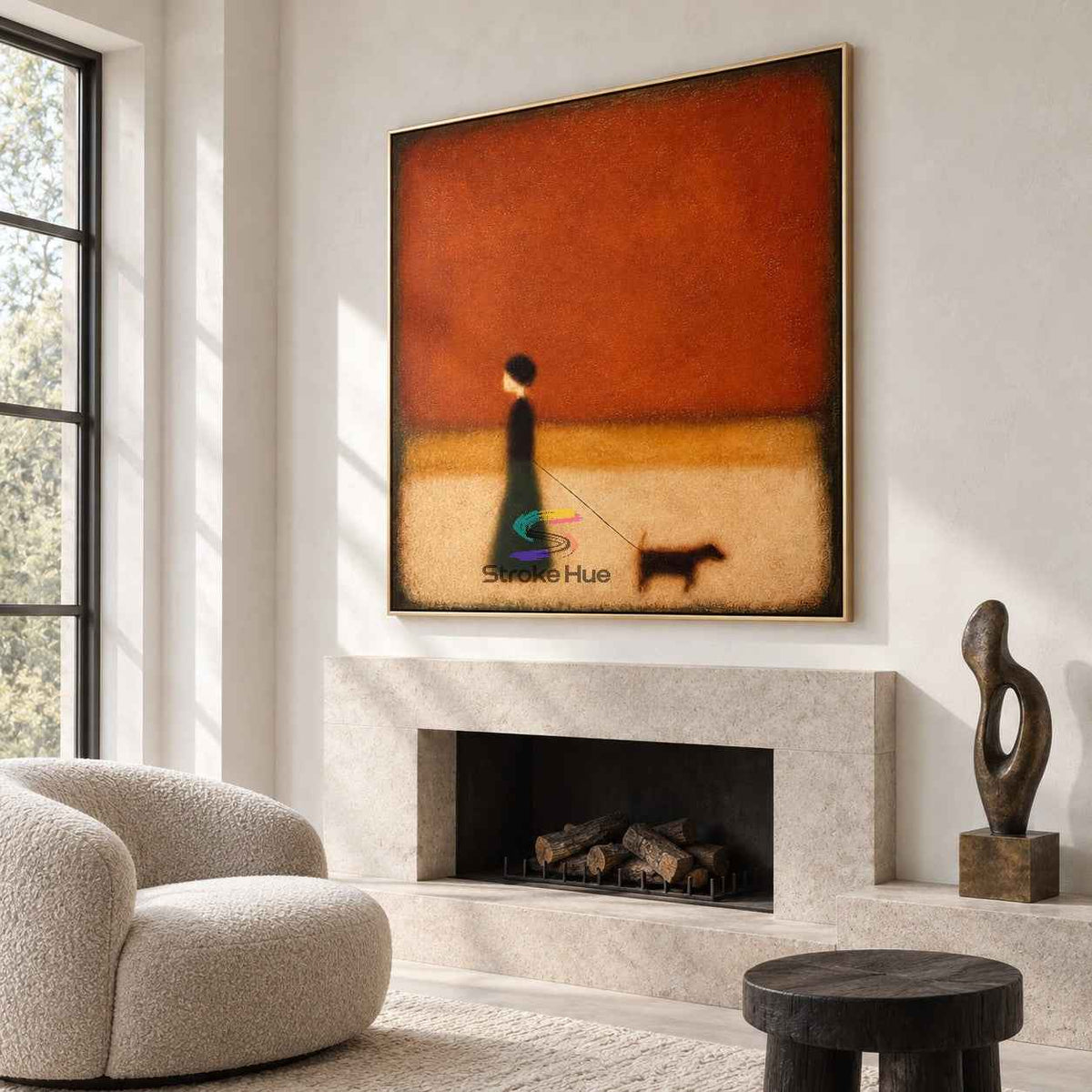 Silent Walk-Minimalist Dog Painting