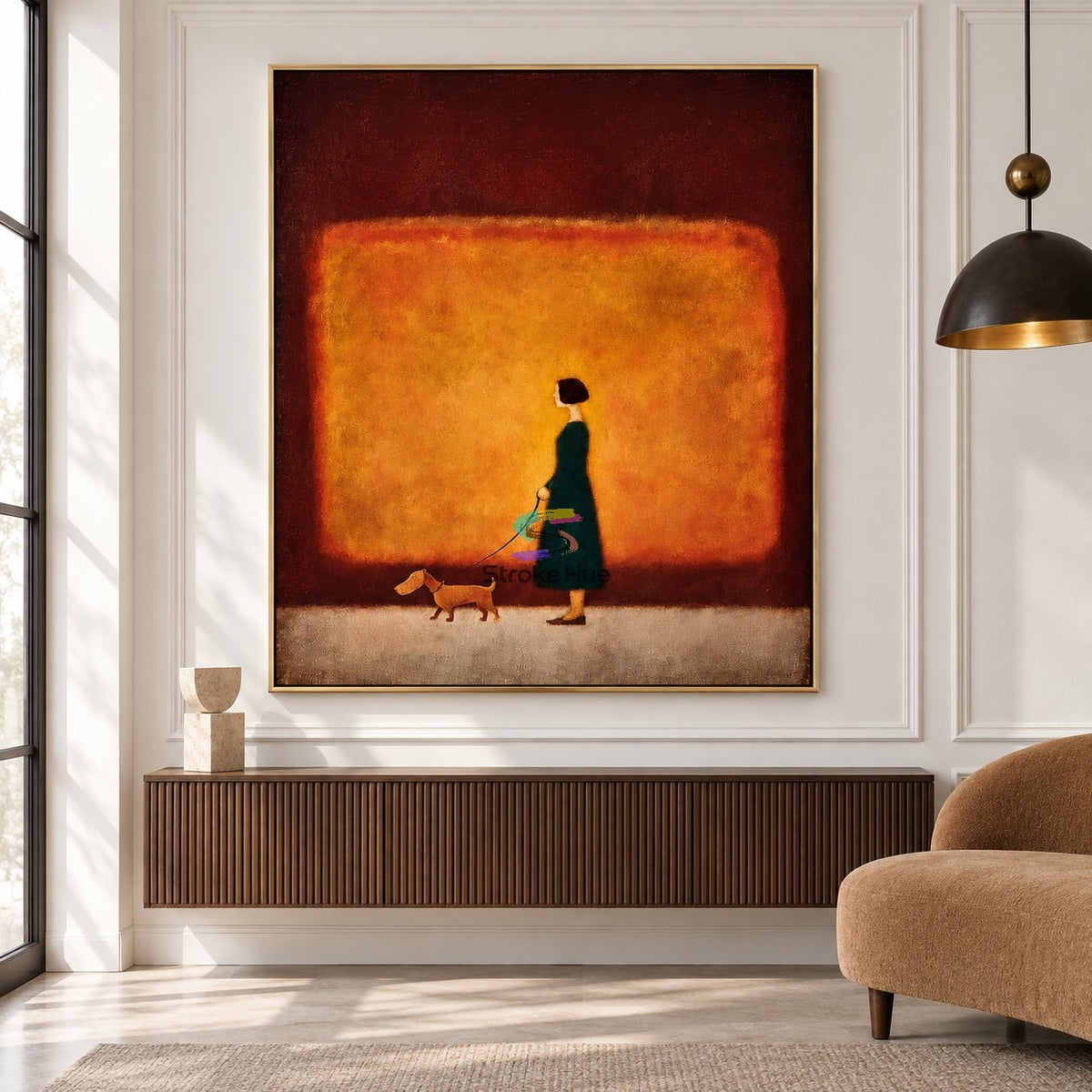Golden Silence-Minimalist Dog Painting