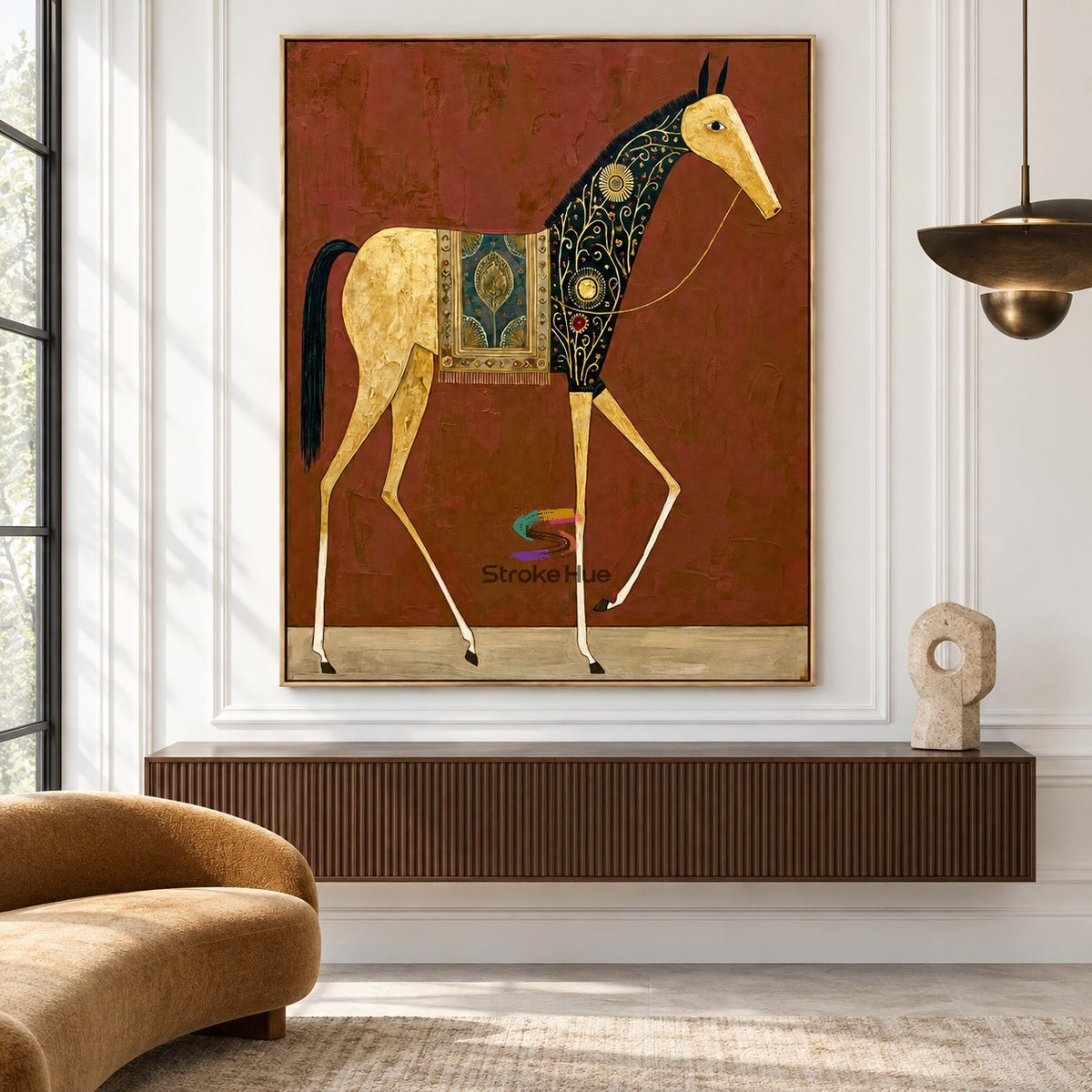 Golden Horse-Elegant Horse Painting