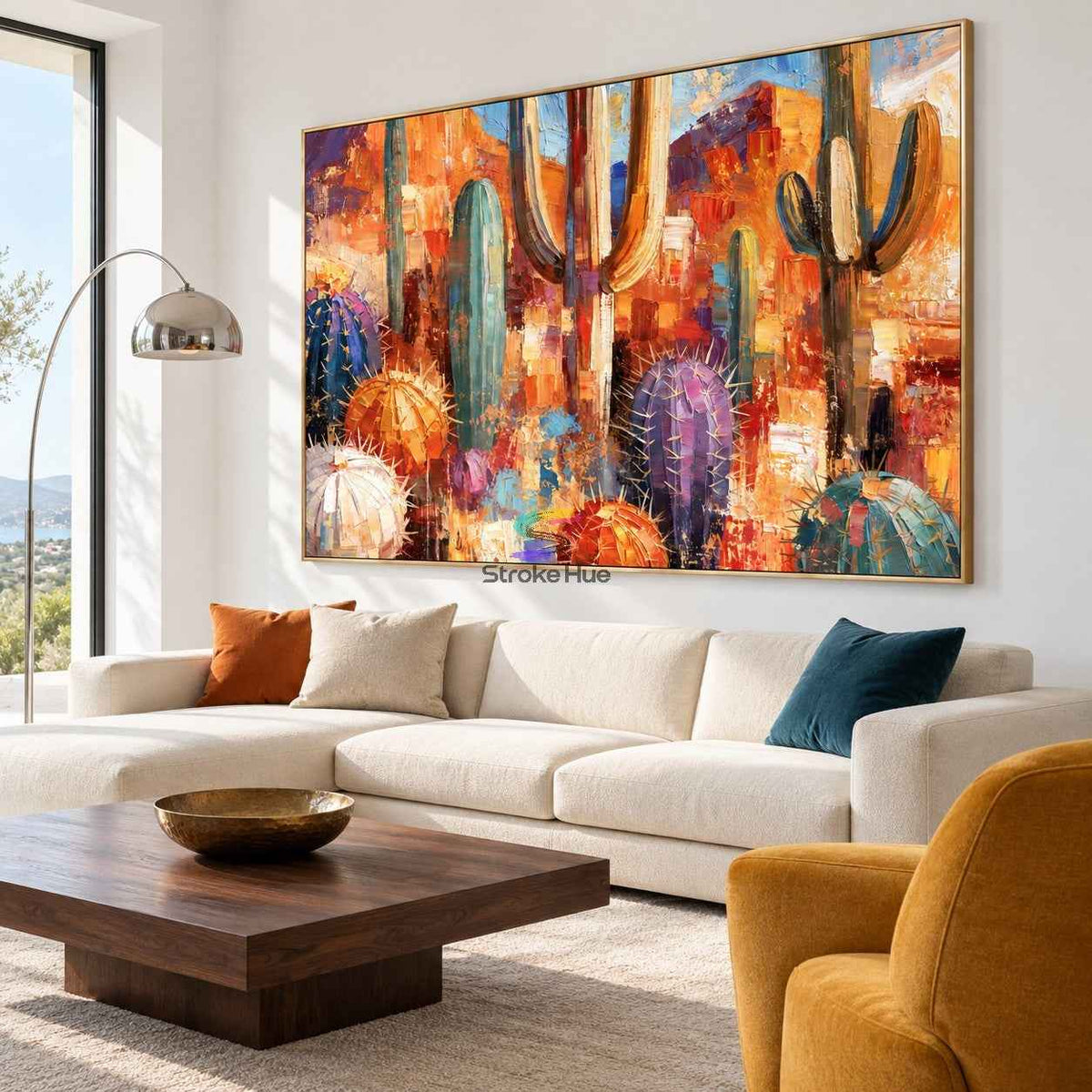 Desert Cactus Bloom-Colorful Cactus Painting