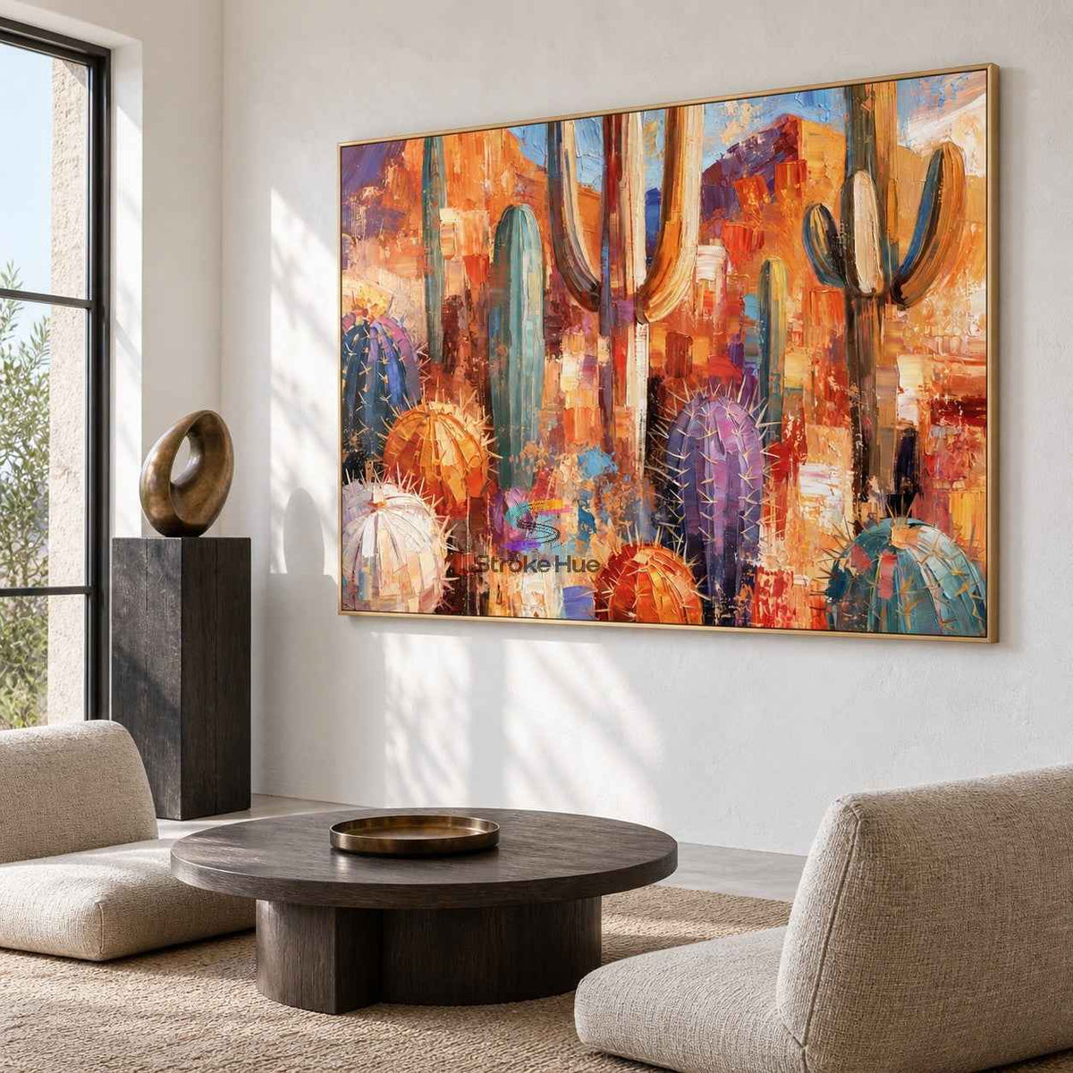 Desert Cactus Bloom-Colorful Cactus Painting