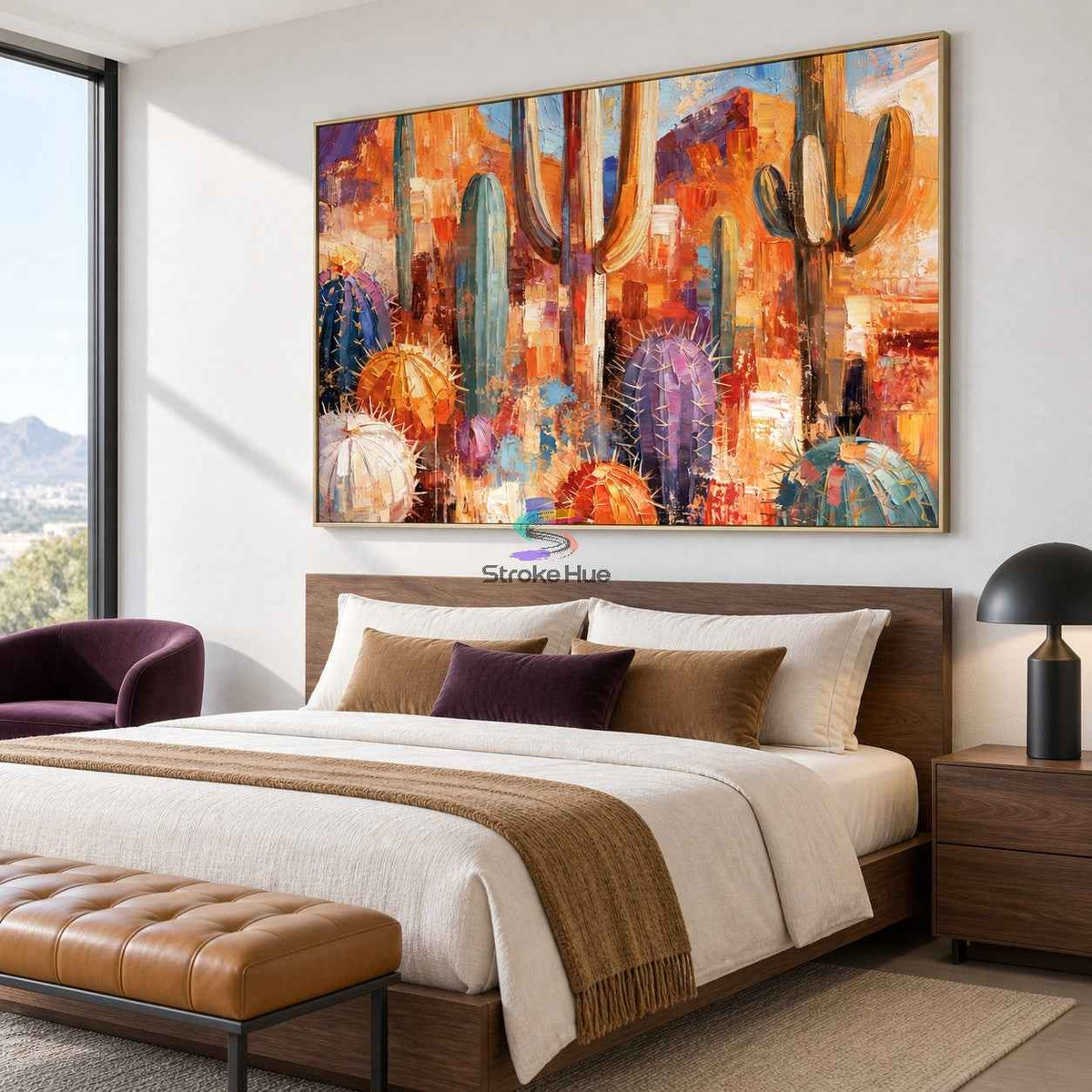 Desert Cactus Bloom-Colorful Cactus Painting