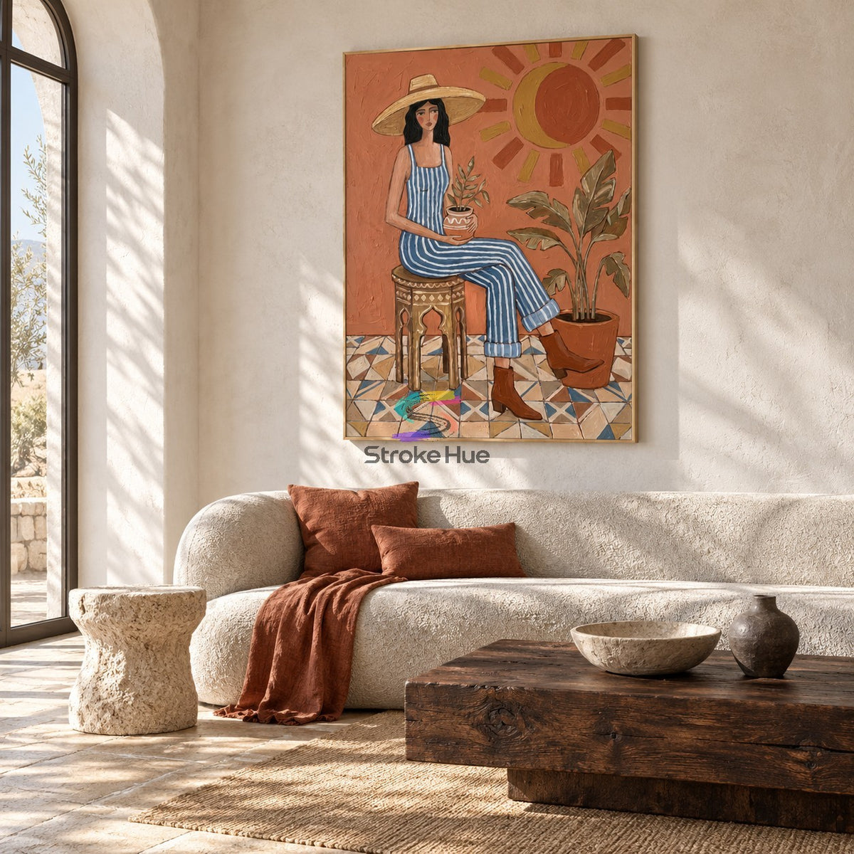 Sunlit Botanica-Modern Woman Figurative Oil Painting