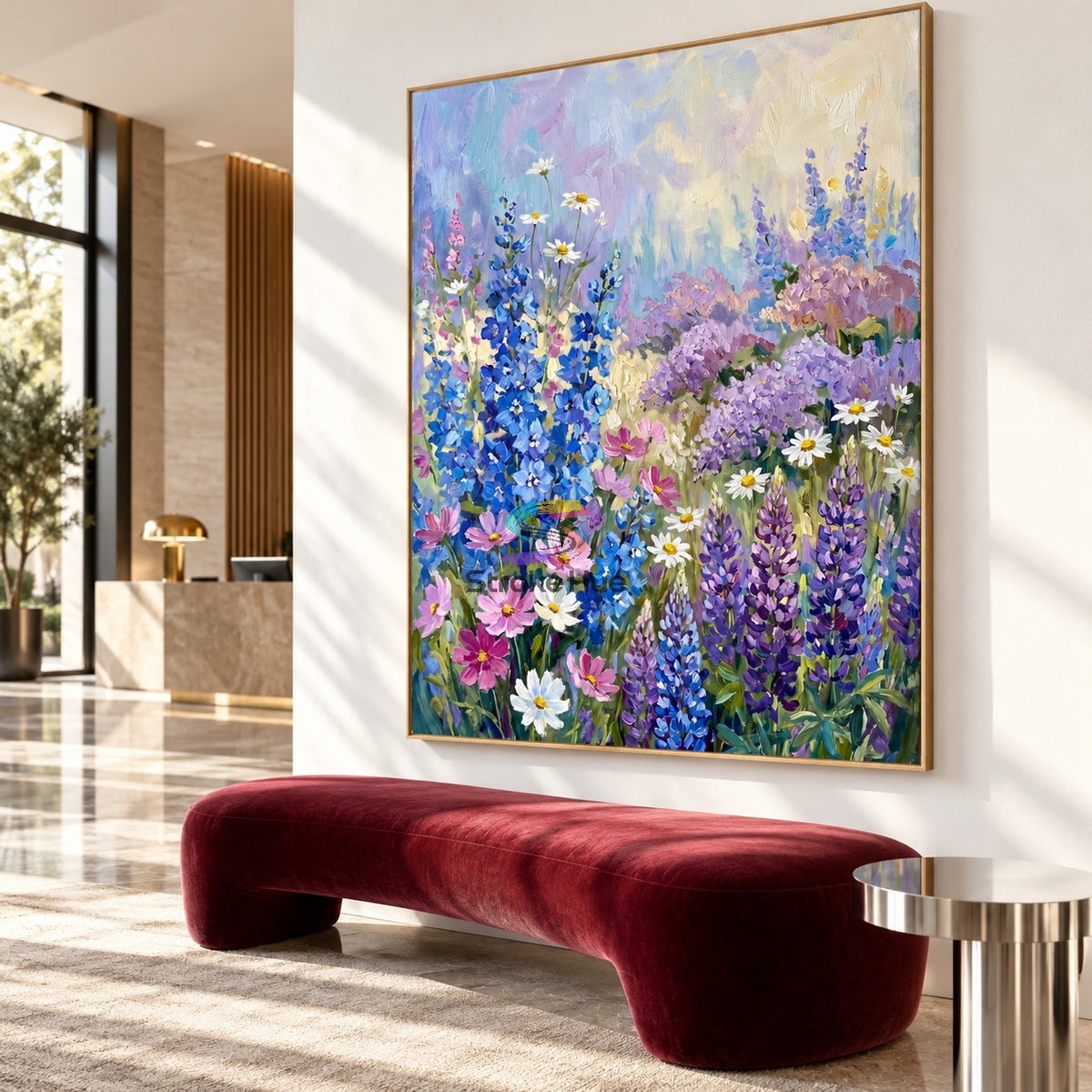Petal Symphony-Blue and Purple Wildflower Oil Painting