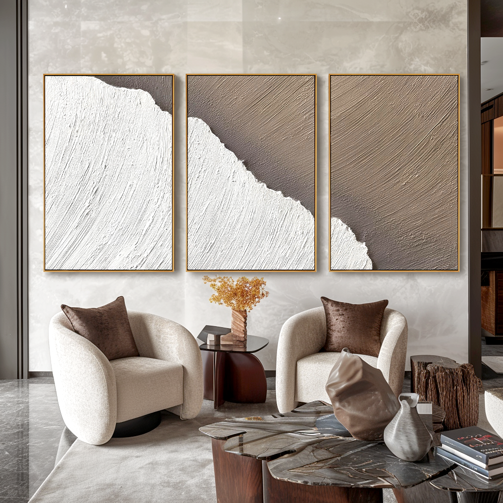 Soft Terrain-Relief Triptych Painting