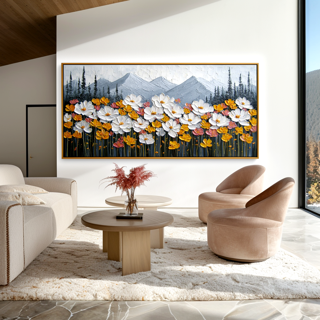 Alpine Bloom-Meadow Landscape Painting