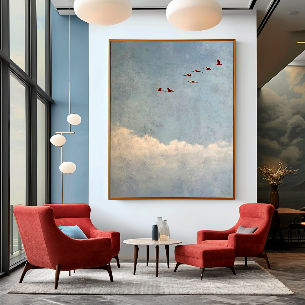 Crimson Flight-Sky Painting
