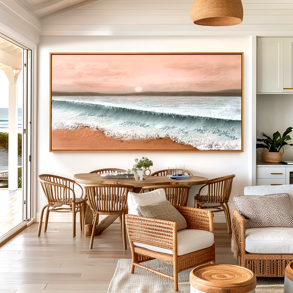 Blush Tide-Coastal Wave Painting