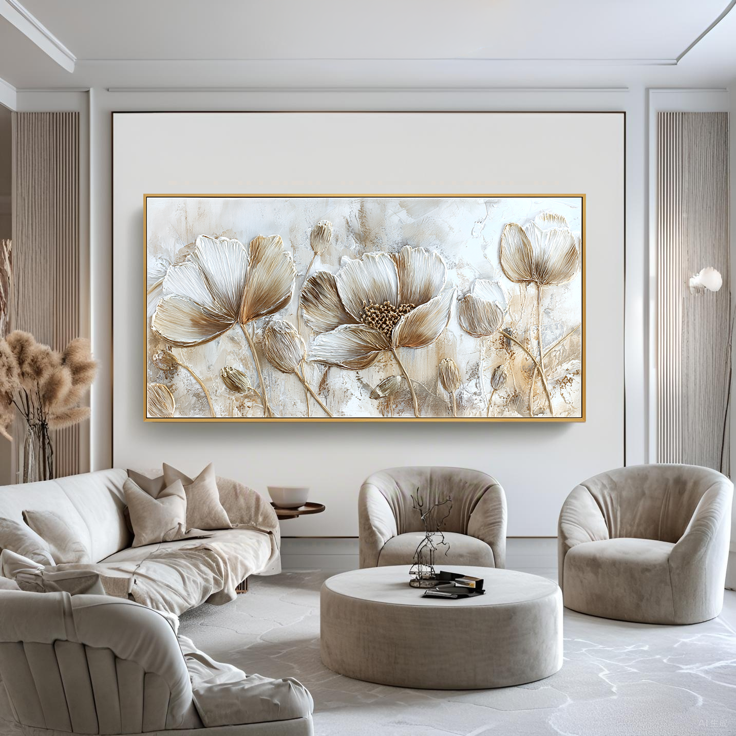 Champagne Poppies-Relief Painting