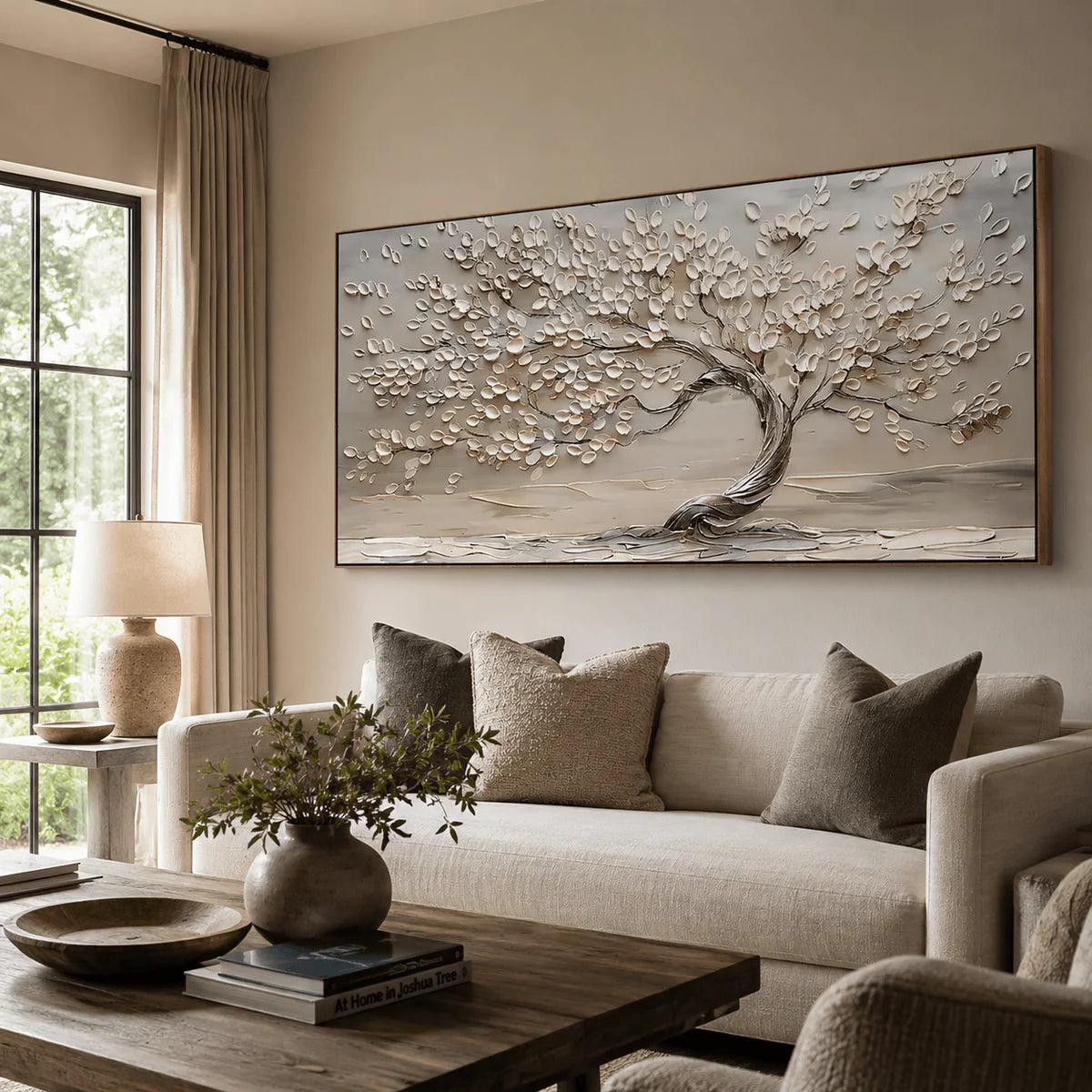 Ivory Canopy-Textured Tree Painting