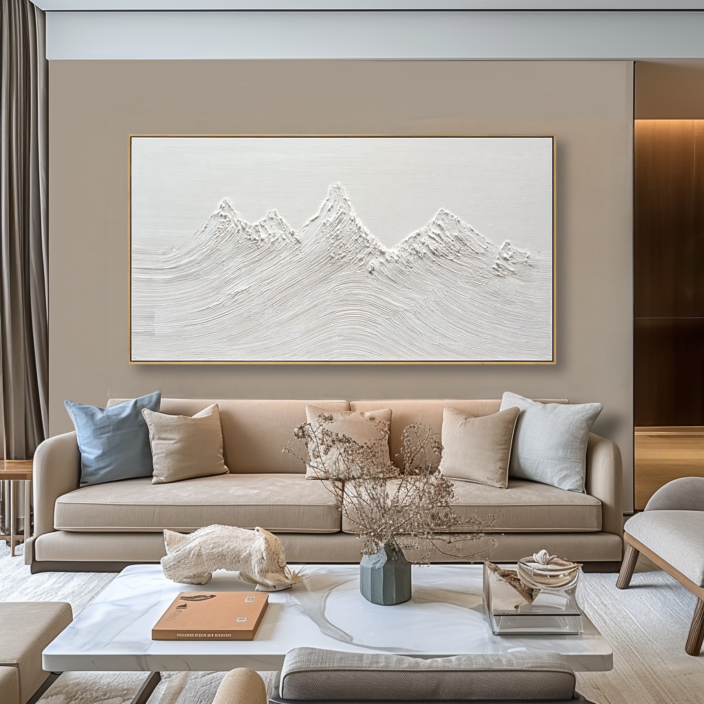 Whisper Peaks-White Relief Painting