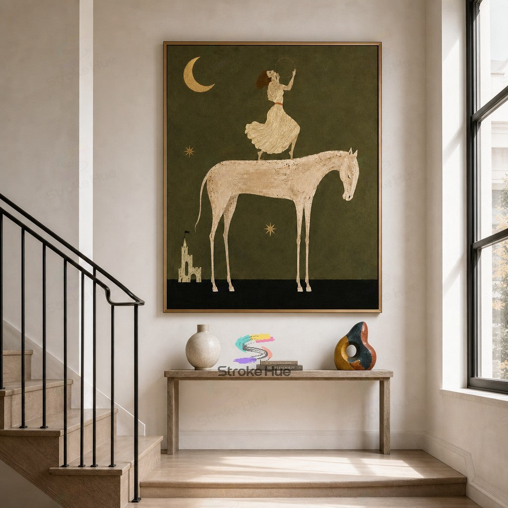 Moon Halo Maiden-Fantasy Horse Painting