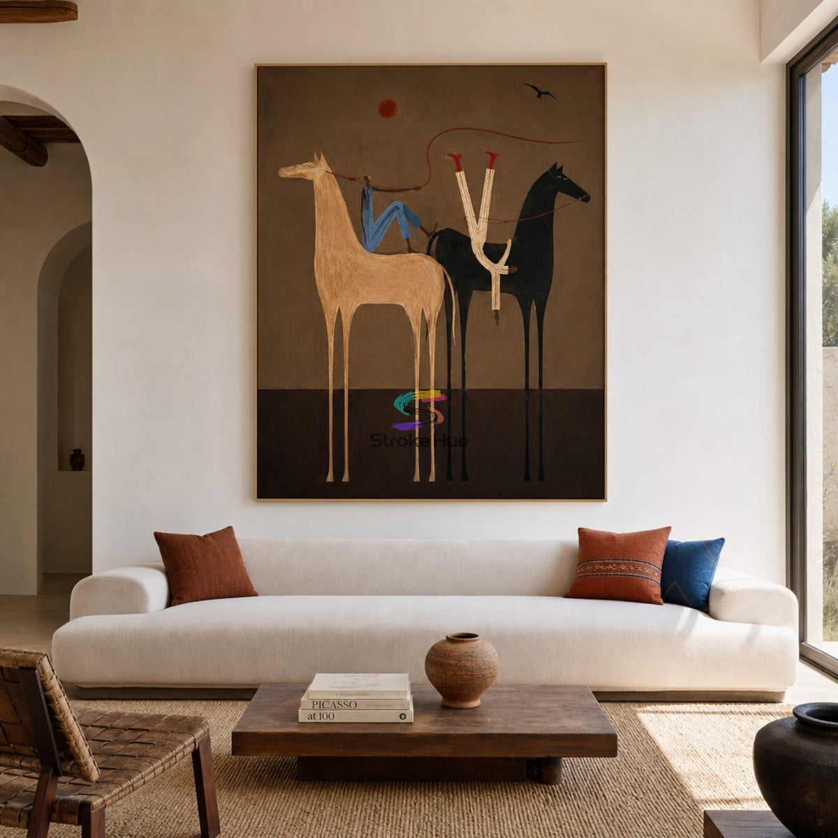 Desert Eclipse Riders-Surreal Horse Oil Painting