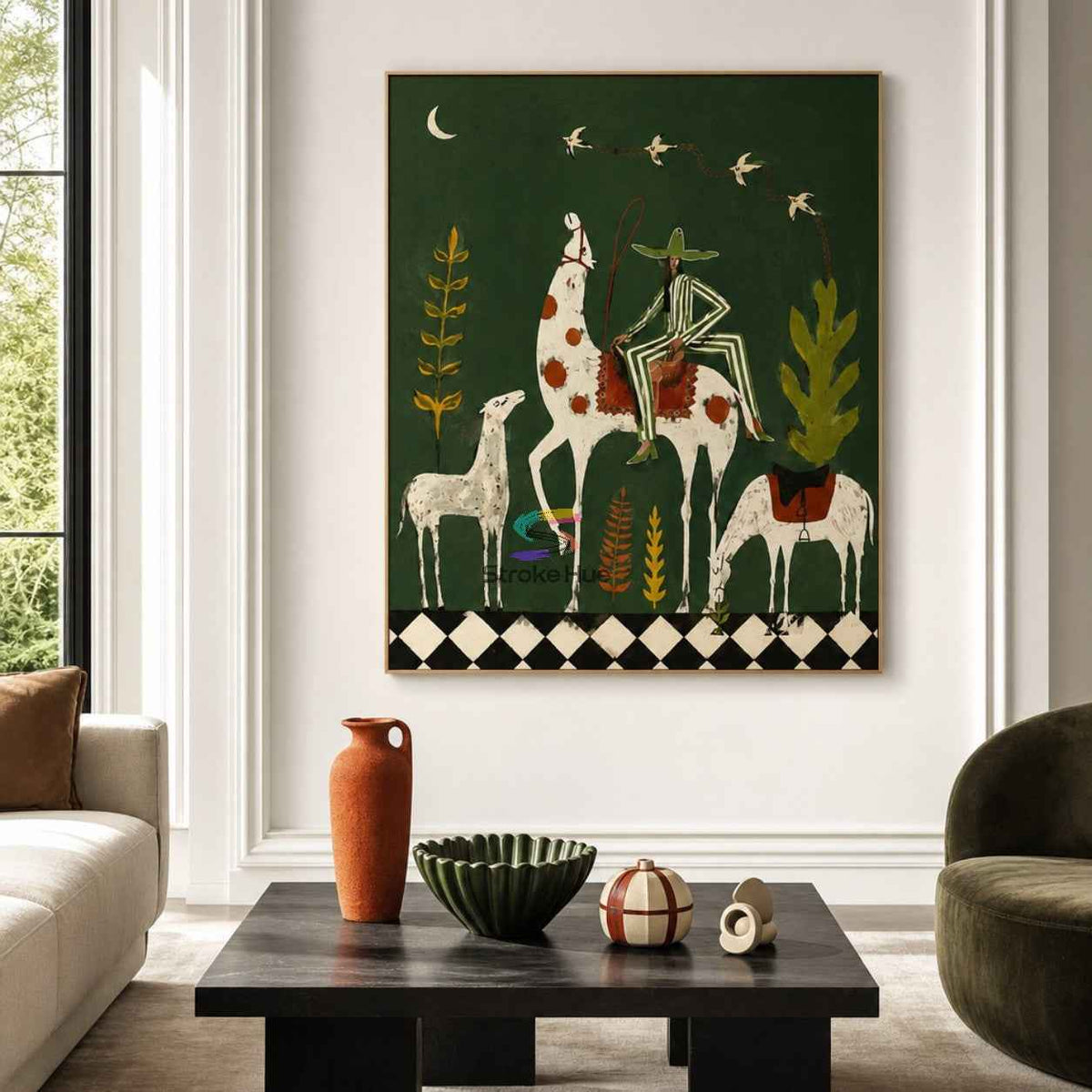 Moonlit Meadow Riders-Surreal Horse Oil Painting