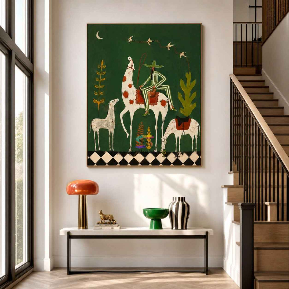 Moonlit Meadow Riders-Surreal Horse Oil Painting