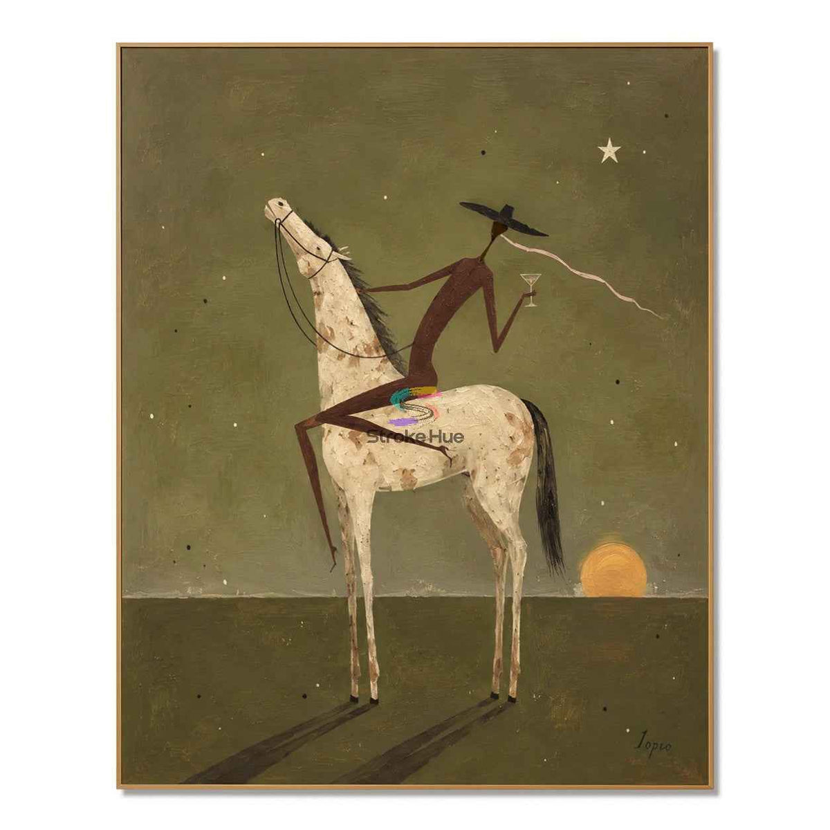 Silent Desert Voyager-Surreal Horse Oil Painting