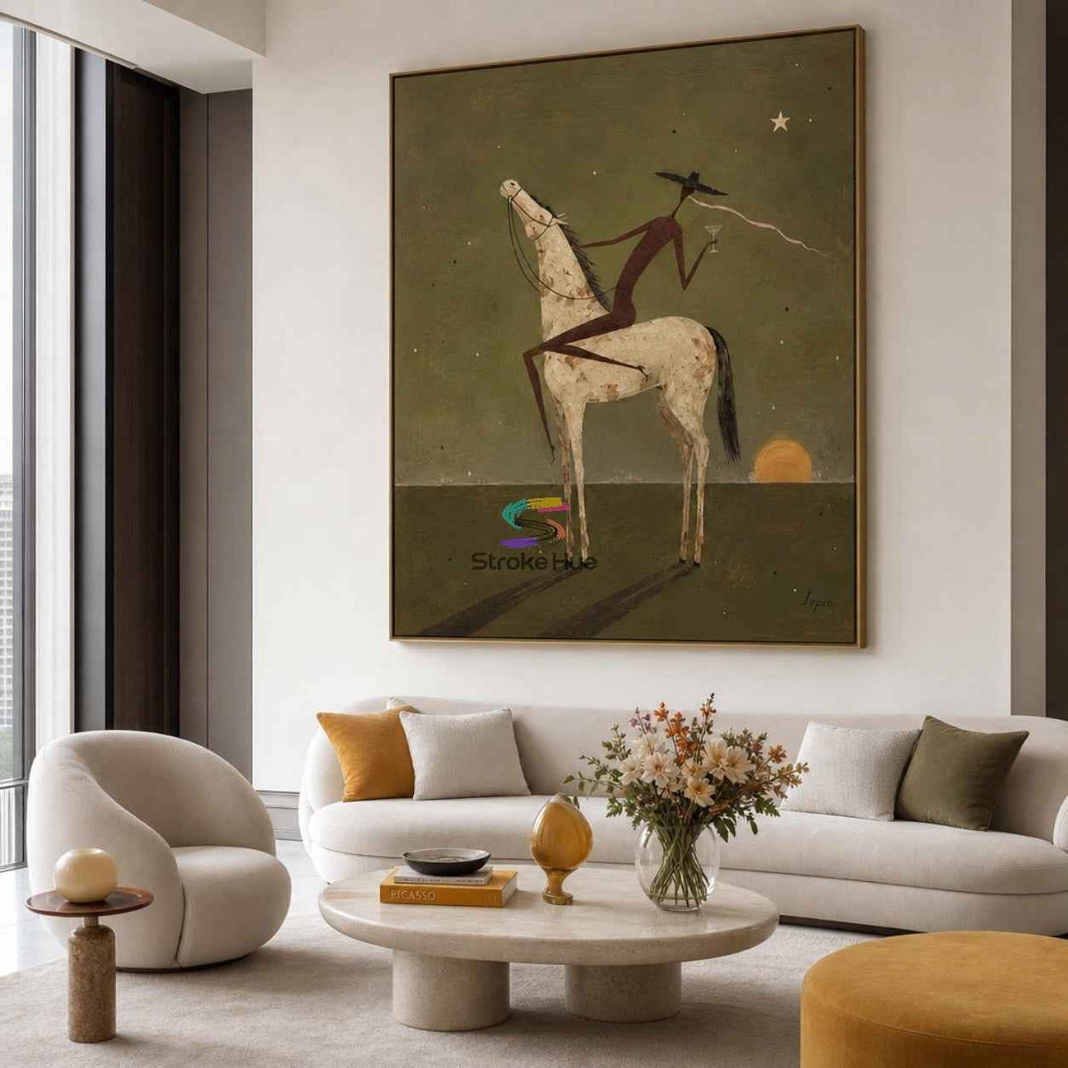 Silent Desert Voyager-Surreal Horse Oil Painting
