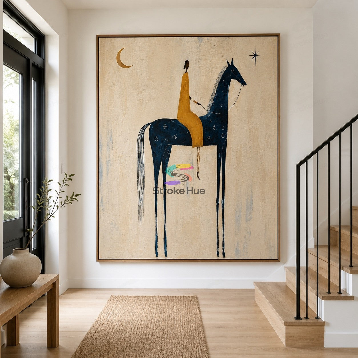 Starlit Passage-Woman on Horse Painting