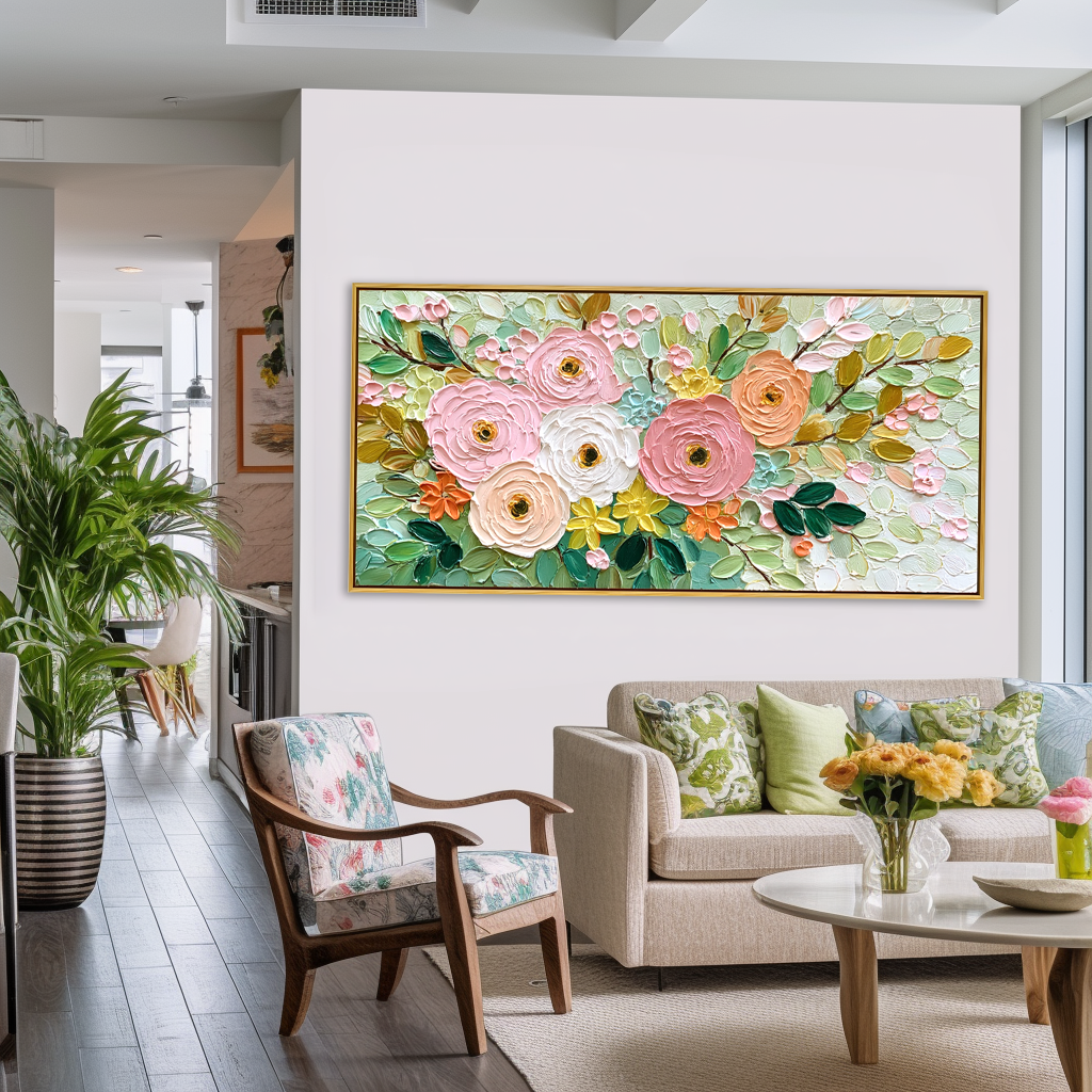 Pastel Bloom Bouquet-Relief Painting