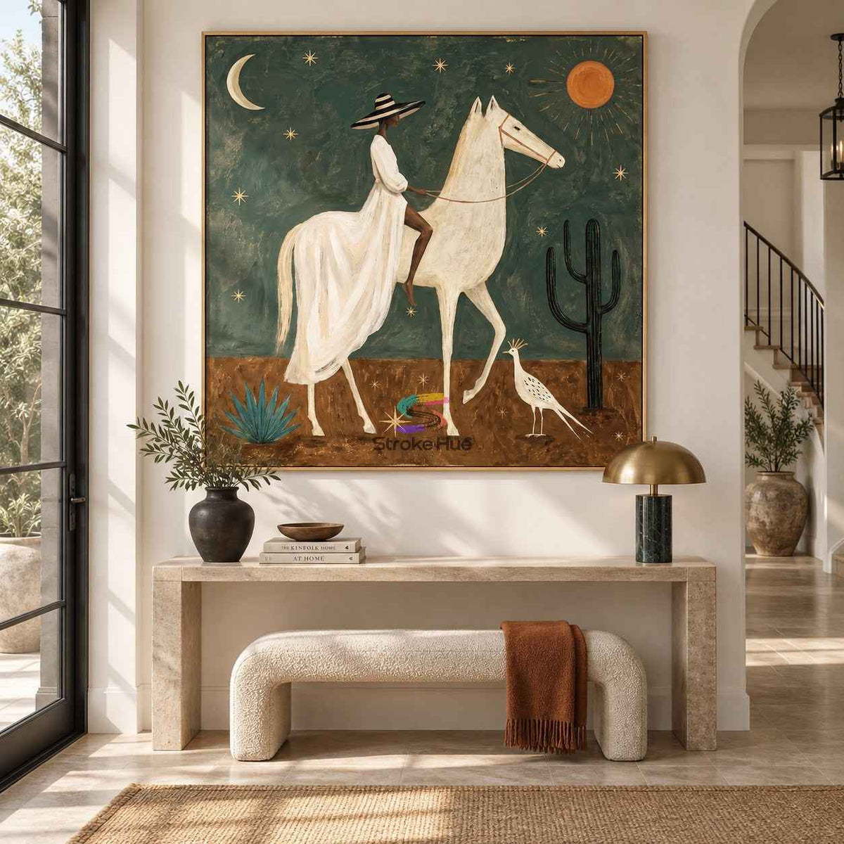 Celestial Rider-White Horse Desert Painting